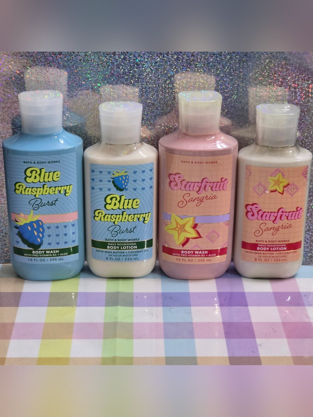 Bath Body Works Blue Raspberry Burst & Starfruit Sangria Body Wash & Lotion Set